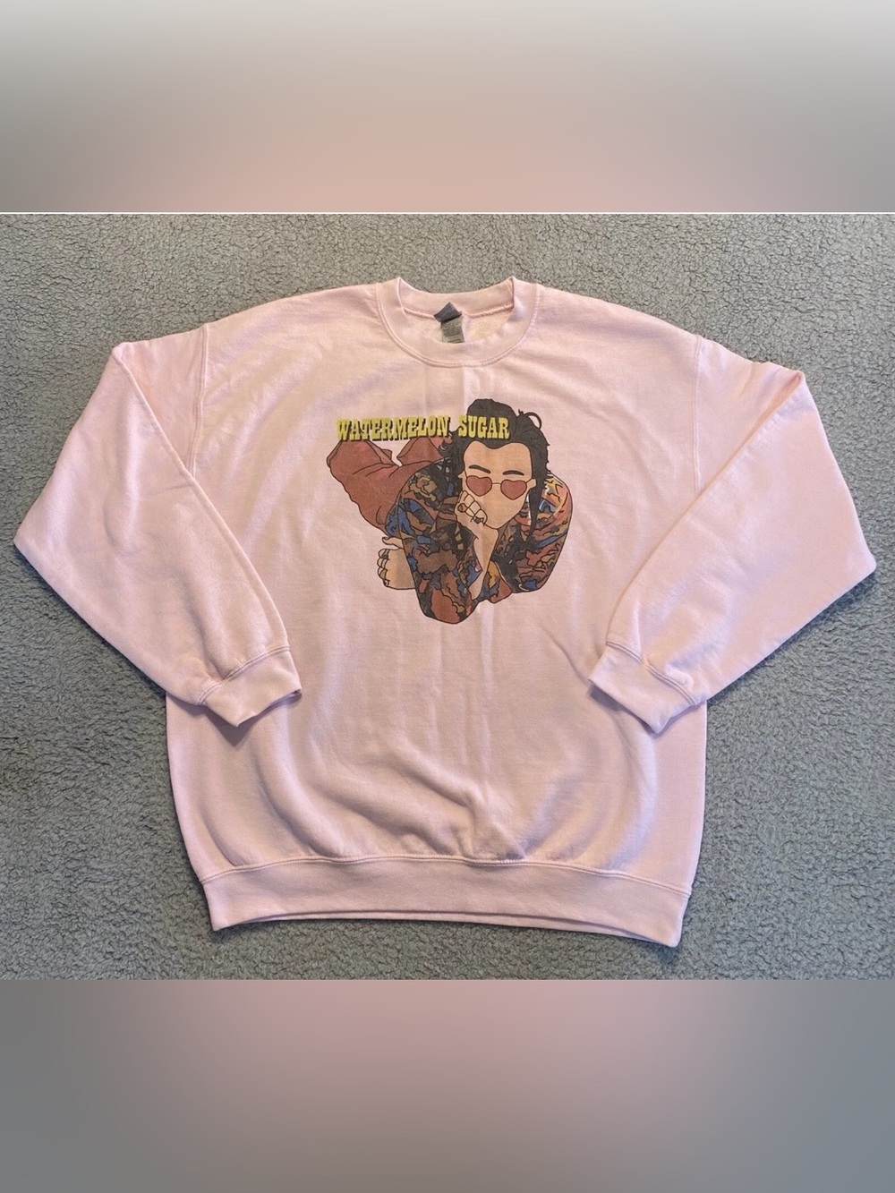 Harry Styles Watermelon Sugar Pink Crew Neck Pullover Sweater. Size Large